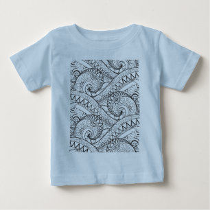 Ausführliches Blumenmuster-Gekritzel Baby T-shirt