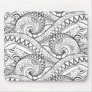 Ausführliches Blumenmuster-Gekritzel Mousepad