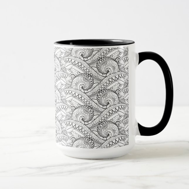 Ausführliches Blumenmuster-Gekritzel Tasse (Rechts)
