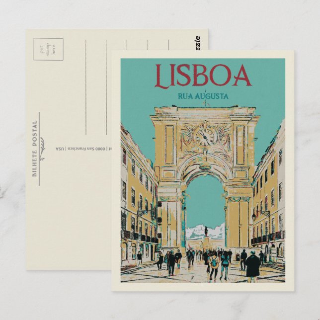 Ausgabe des Arch Illustration of Lisbon Augusta Postkarte (Vorne/Hinten)