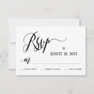 Ausgearbeitete Flourishes RSVP Schwarz-Weiß-Karte Karte