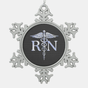 Ausgebildete Krankenschwester RN silberne Schneeflocken Zinn-Ornament