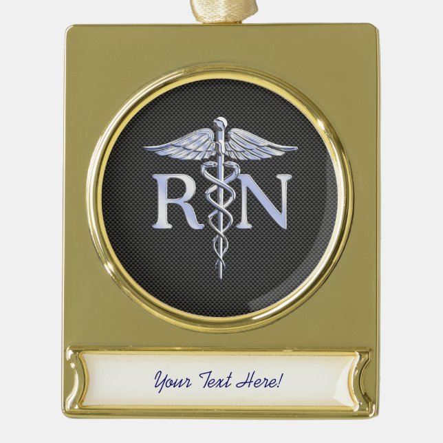Ausgebildete Krankenschwester RNCaduceus Banner-Ornament Gold (Vorderseite)