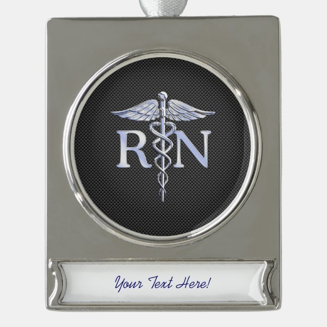 Ausgebildete Krankenschwester RNCaduceus Banner-Ornament Silber (Vorderseite)