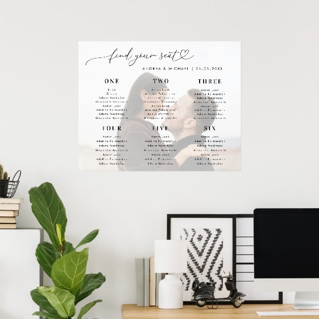 Ausgeblendetes Foto 6 Tabelle Hochzeitsskartentabe Poster (Heimbüro)