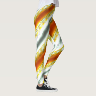 Ausgefallene abstrakte Streifen in Orange und Grau Leggings