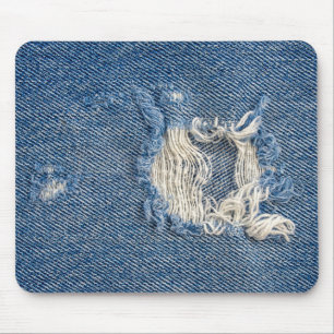 Ausgefranster blauer Denim Mousepad