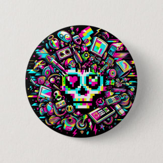Ausgeglickter Schädel - Herz-Auge Button