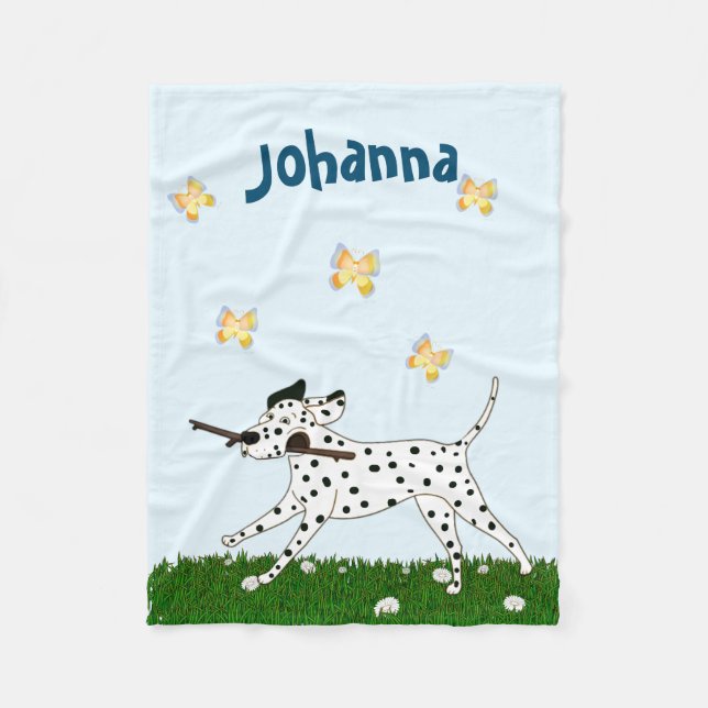 Ausgehende Dalmatiner Hund Lover Fleecedecke (Vorderseite)