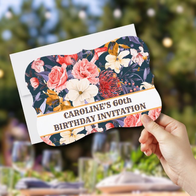 Ausgeklügelte Boho Floral 60. Geburtstagseinladung Einladung (Von Creator hochgeladen)