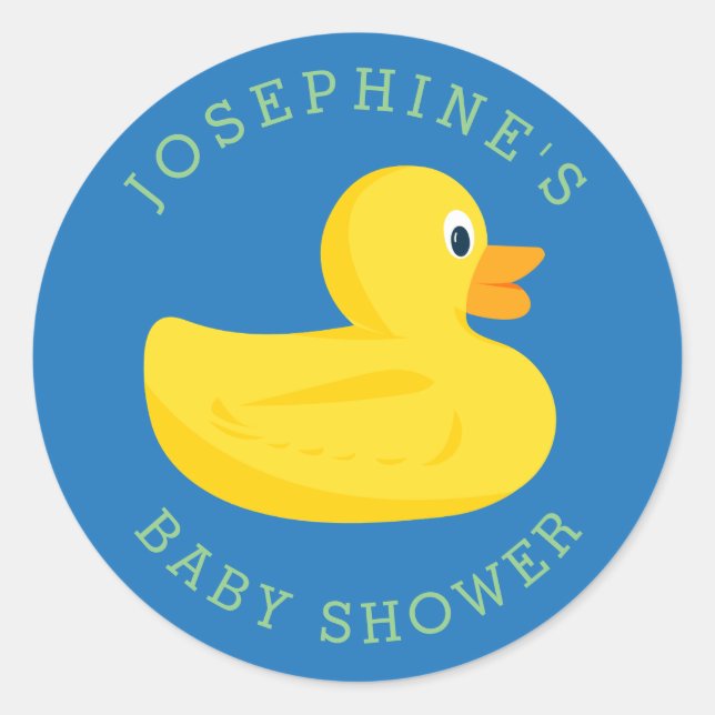 Ausgeklügelte Duck Baby Dusche Blau Farbe Runder Aufkleber (Vorderseite)