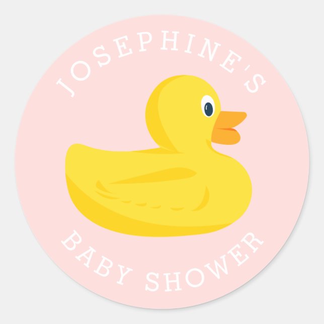 Ausgeklügelte Duck Baby Dusche Rosa Farbe Runder Aufkleber (Vorderseite)