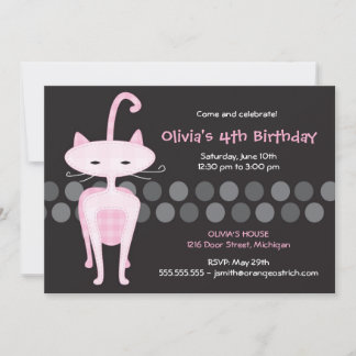 Ausgeklügelte Pink Kitty zum Geburtstag Einladung