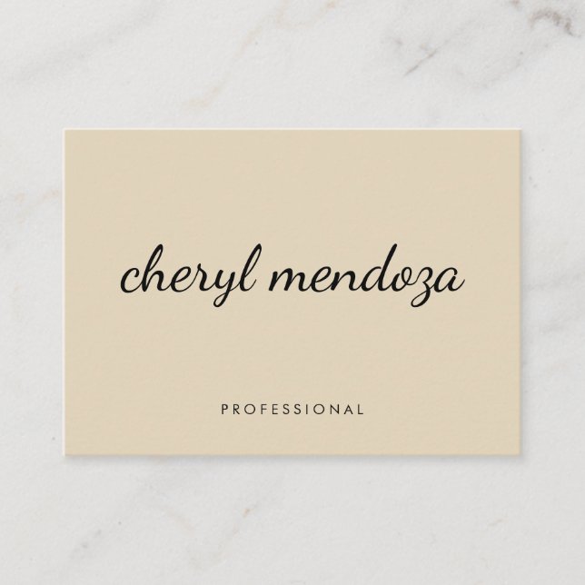 Ausgeklügelter Beige Cursive Text Visitenkarte (Vorderseite)