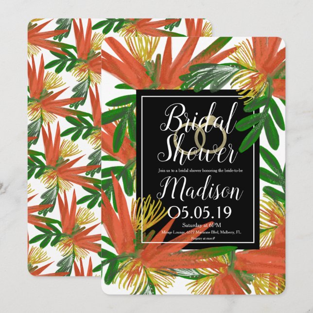 Ausgeklügelter Bird of Paradise Ring Bridal Einladung (Vorne/Hinten)