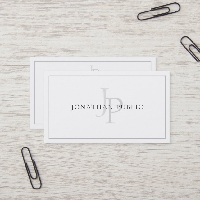 Ausgeklügelter Mit Monogramm-Chic Schlicht Modern  Visitenkarte (Vorderseite/Rückseite Beispiel)