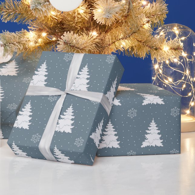 Ausgeklügeltes Blumenmuster und weiße Weihnachtsba Geschenkpapier (Feiertage)