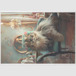 Ausgeklügeltes Cat Pink Sage Salon Decoupage Seidenpapier