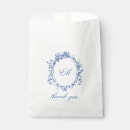 Ausgeklügeltes Classic Mnogram Wappen Blue Toile Geschenktütchen