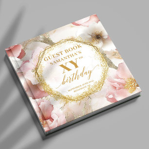 Ausgeklügeltes Dusty Pink Ivory Birthday Gästebuch
