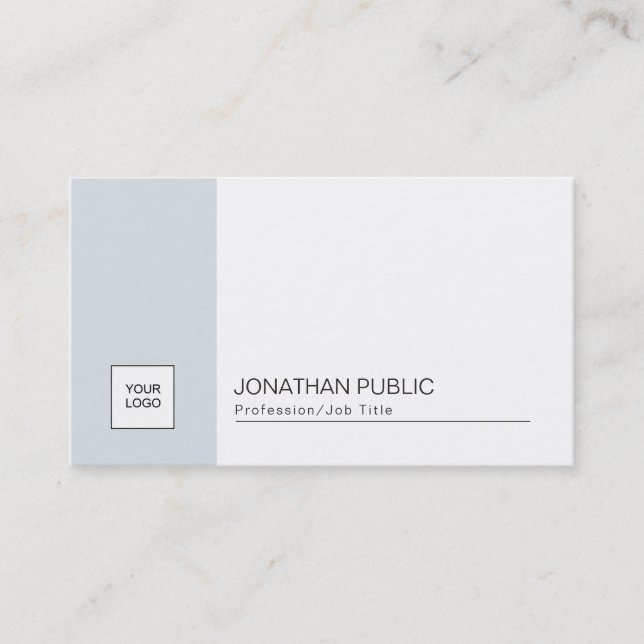 Ausgeklügeltes Minimal Design Blau Weiße Trendy Visitenkarte (Vorderseite)