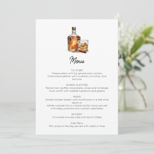 Ausgeklügeltes Whiskey & Cigar Geburtstagskarte (Stehend Vorderseite)