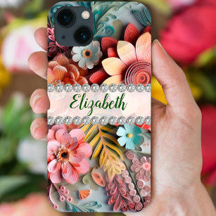 Ausgereifte 3D-Blume und Diamanten Case-Mate iPhone Hülle