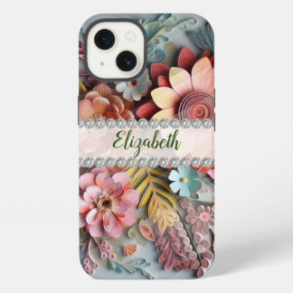 Ausgereifte 3D-Blume und Diamanten iPhone Hülle