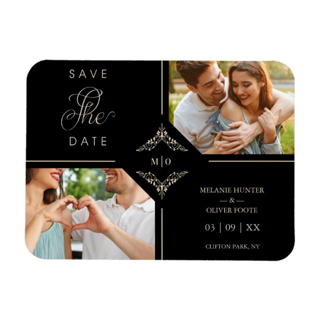 Ausgereifte Blühtest Wedding Initials Ornamental Magnet (Horizontal)