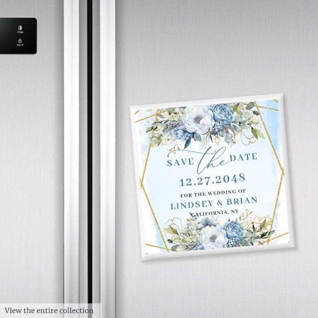 Ausgereifte Dusty Blue Peonies Save the Date Magnet (Sophisticated Dusty Blue Peonies Save the Date)
