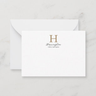 Ausgereifte, elegante Schwarz-Gold-Monogramm Mitteilungskarte