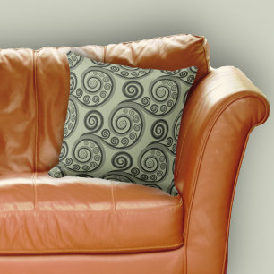 Ausgereifte graue botanische Fern Frondkurve Kissen