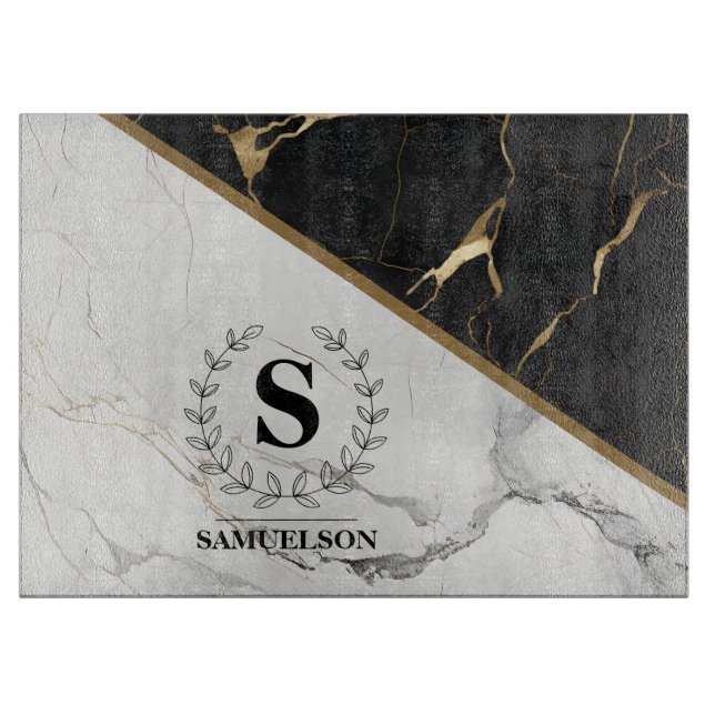 Ausgereifte Marble Monogram Cutting Board Schneidebrett (Vorderseite)