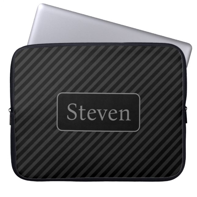 Ausgereifte Personalisierte Graustreifen und Schwa Laptopschutzhülle (Vorderseite)