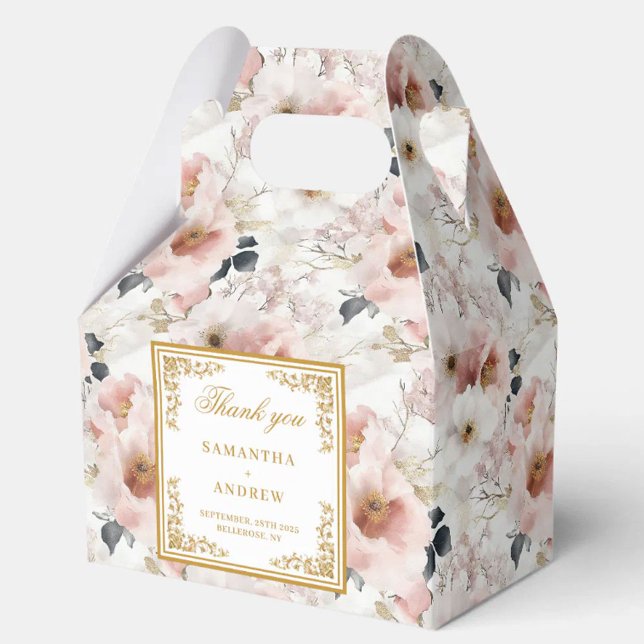 Ausgereifte, rosa goldene Gastgeschenk Hochzeit Geschenkschachtel (Sophisticated dusty pink gold wedding favor box)