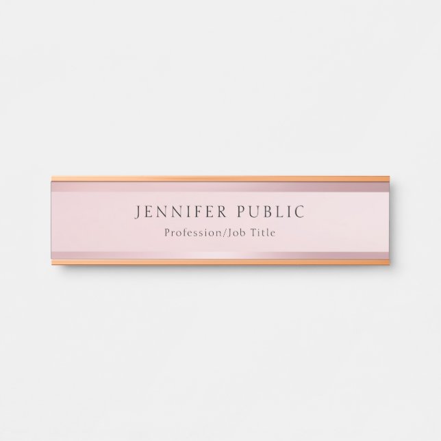 Ausgereifte Rose Gold Moderne Vorlage Trendy Türschild (Vorderseite )