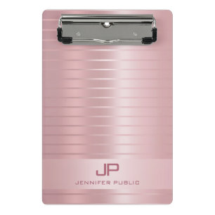 Ausgereifte Rose Gold Template Monogram Modern Mini Klemmbrett