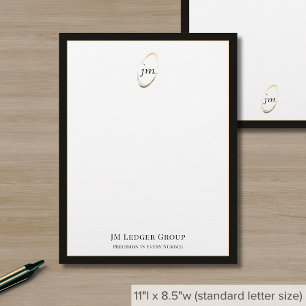 Ausgereifte Schwarz-Gold-Monogramm-Initial-Logo Briefbogen