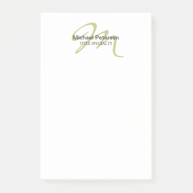 Ausgereifte Script Monogram Initial Modern Post-it Klebezettel (Vorderseite)