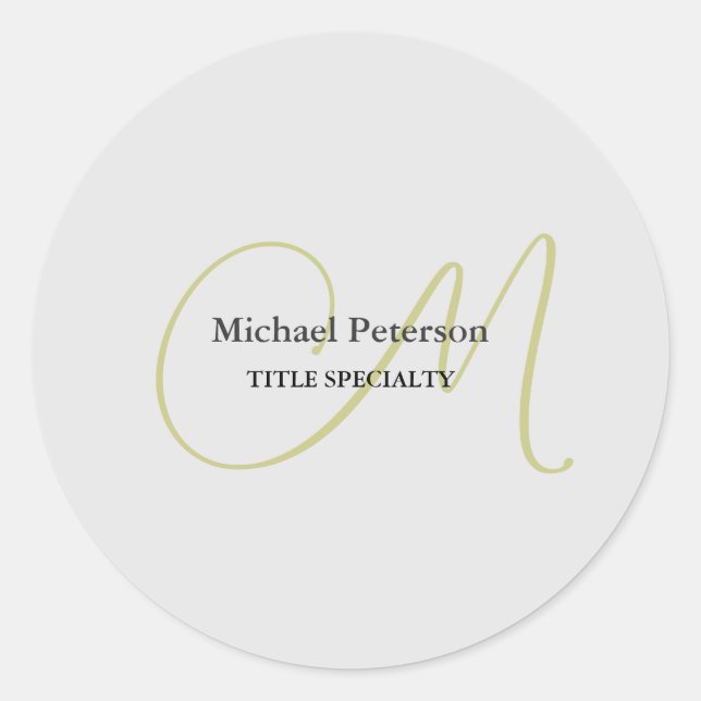 Ausgereifte Script Monogram Initial Modern Runder Aufkleber (Vorderseite)