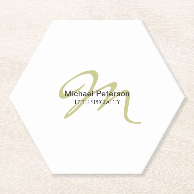 Ausgereifte Script Monogram Initial Modern Untersetzer (Vorderseite)