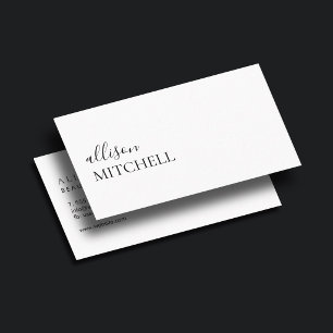 Ausgereifte trendy Girly Script Minimal White Visitenkarte