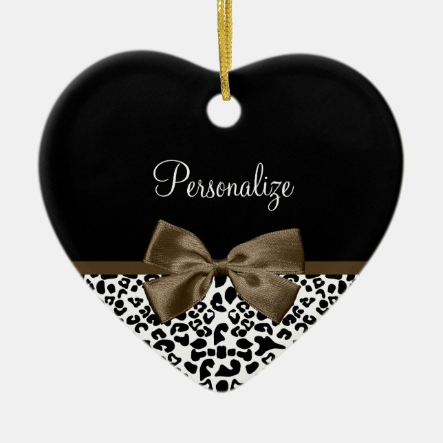 Ausgereifter Leopard Print Brown Bow mit Namen Keramikornament (Vorne)