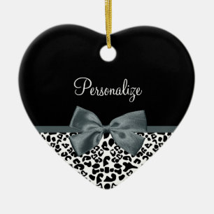 Ausgereifter Leopard Print Graue Bow mit Namen Keramikornament