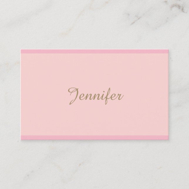 Ausgereifter, moderner Pink Gold Handschrift Text Visitenkarte (Vorderseite)