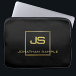 Ausgereiftes Monogram Black-Gold-Template-Notebook Laptopschutzhülle<br><div class="desc">Hoch entwickelte Monogram Black Gold Template Laptop Sleeve.</div>