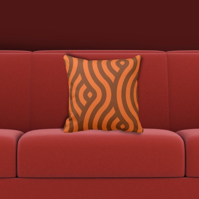 Ausgereiftes Zwei-Tonen-Orang Stripes-Wellenmuster Kissen (Von Creator hochgeladen)