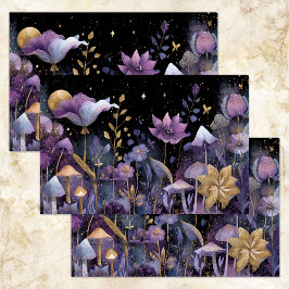 AUSGESTATTETES MIDNIGHT GARDEN DECOUPAGE TISSUPAPI SEIDENPAPIER