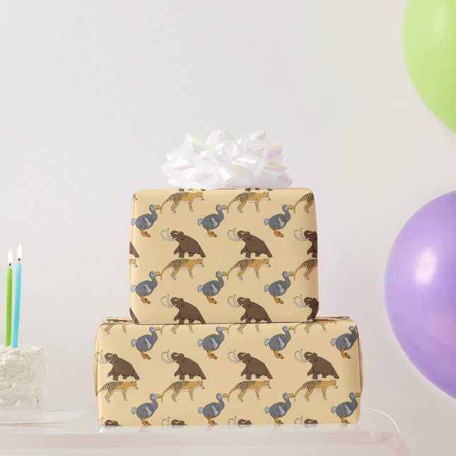 Ausgestorbene Tiere  Geschenkpapier (Partygeschenke)