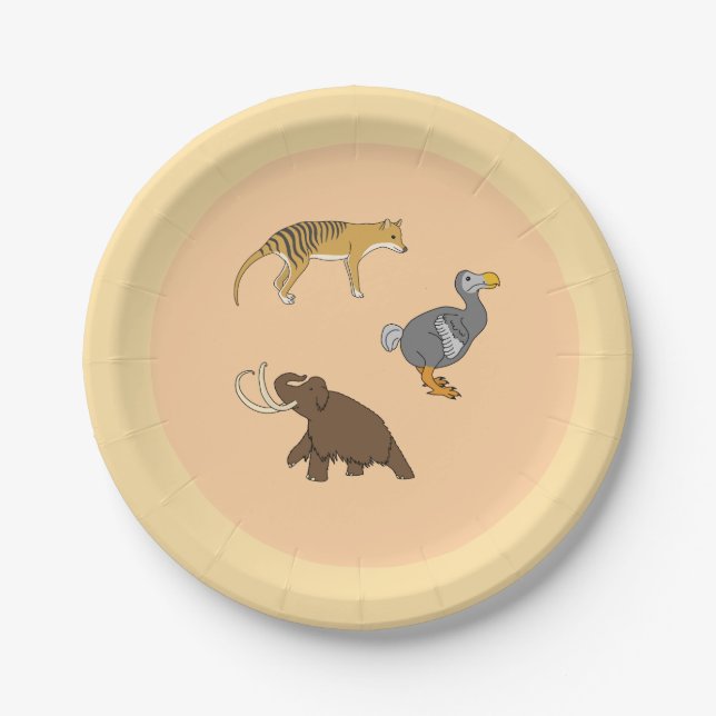 Ausgestorbene Tiere  Pappteller (Vorderseite)